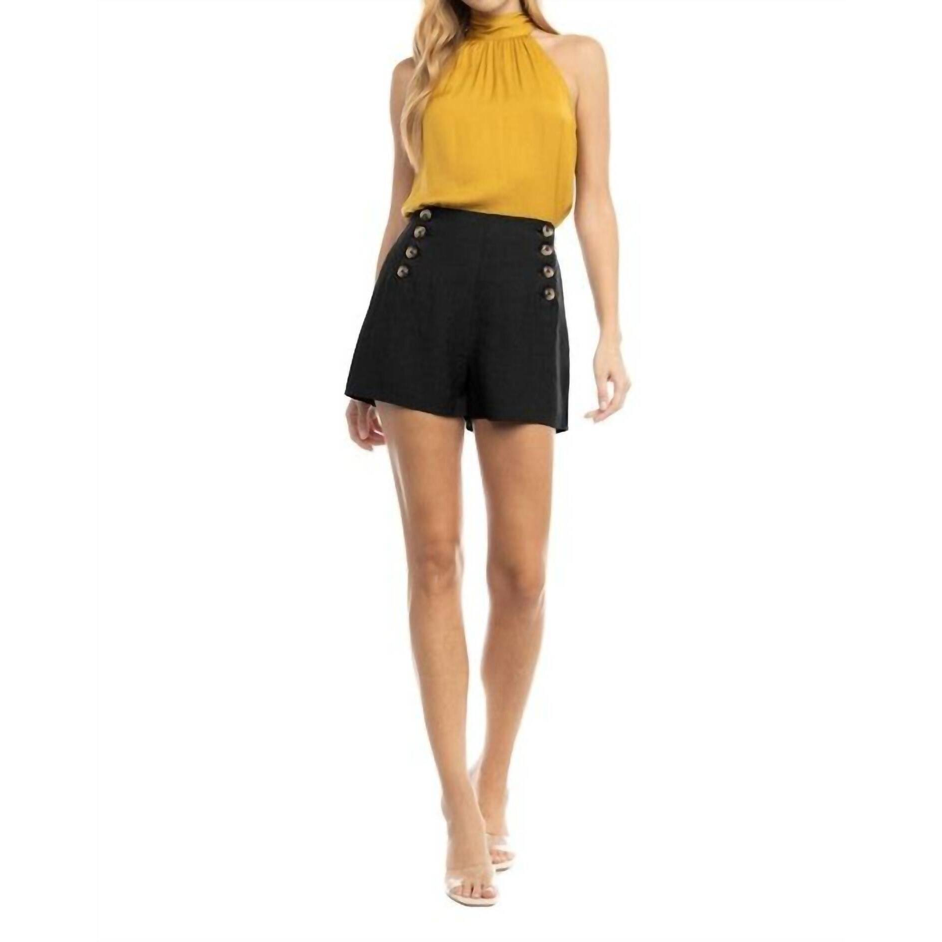 New Naked Zebra Button Front Shorts In Black